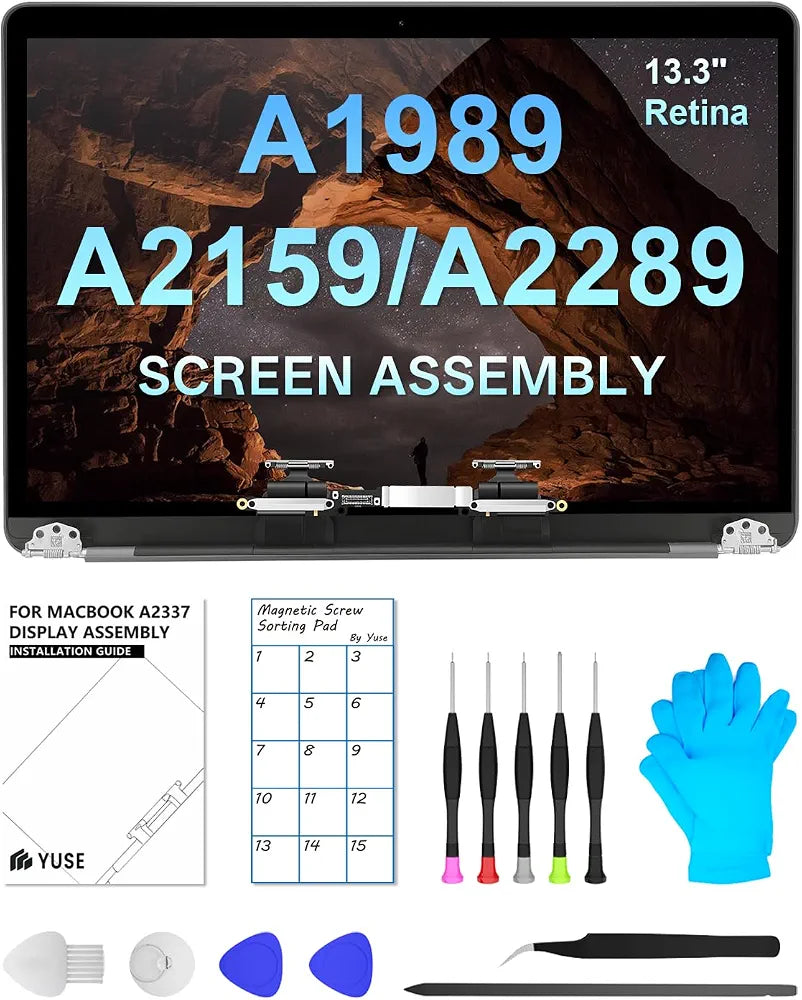 Replacement Screen 13.3" for MacBook Pro 13-inch 2018-2019-2020Year Retina Model：A1989 A2159 A2289 A2251（ Model：EMC 3358 3214 3301 3348 3456） Full LCD Screen Display Assembly（Silver）