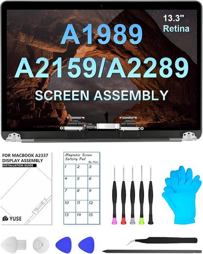Replacement Screen 13.3" for MacBook Pro 13-inch 2018-2019-2020Year Retina Model：A1989 A2159 A2289 A2251（ Model：EMC 3358 3214 3301 3348 3456） Full LCD Screen Display Assembly（Silver）